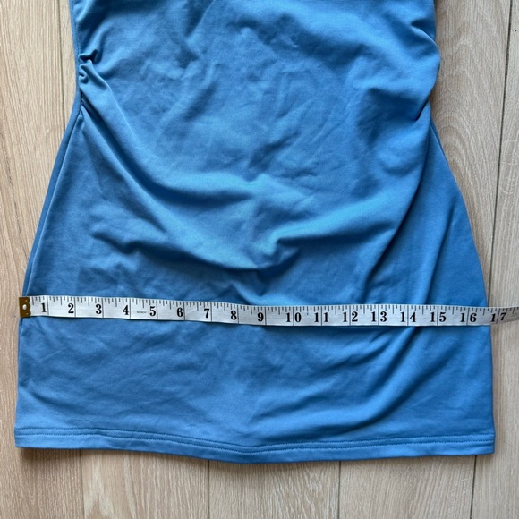 VTG 90s GUESS Bodycon Halter Neck Mini Dress Size Small Blue - Picture 7 of 11